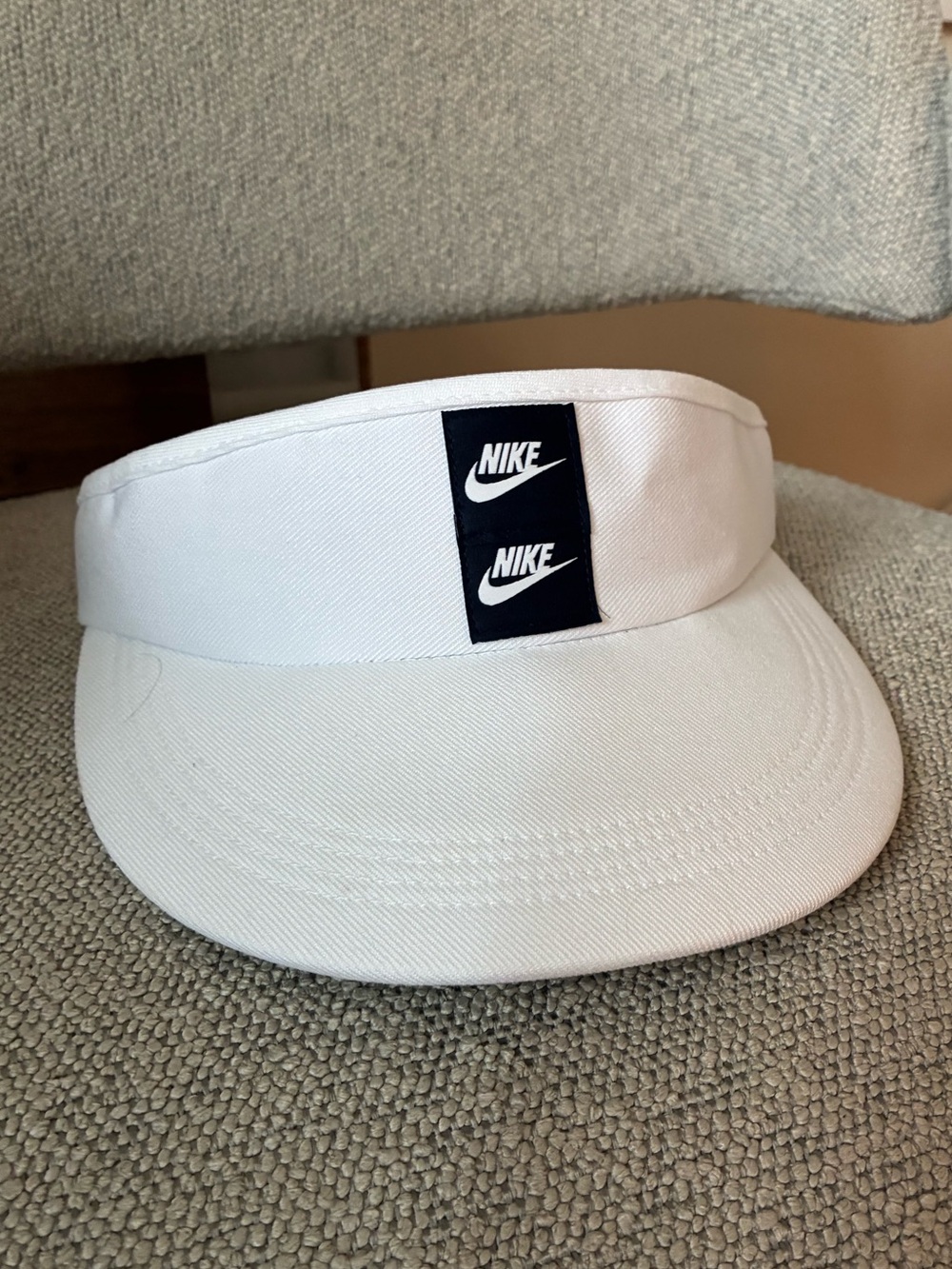 Nike White Men’s Visor with Black Logo Patch